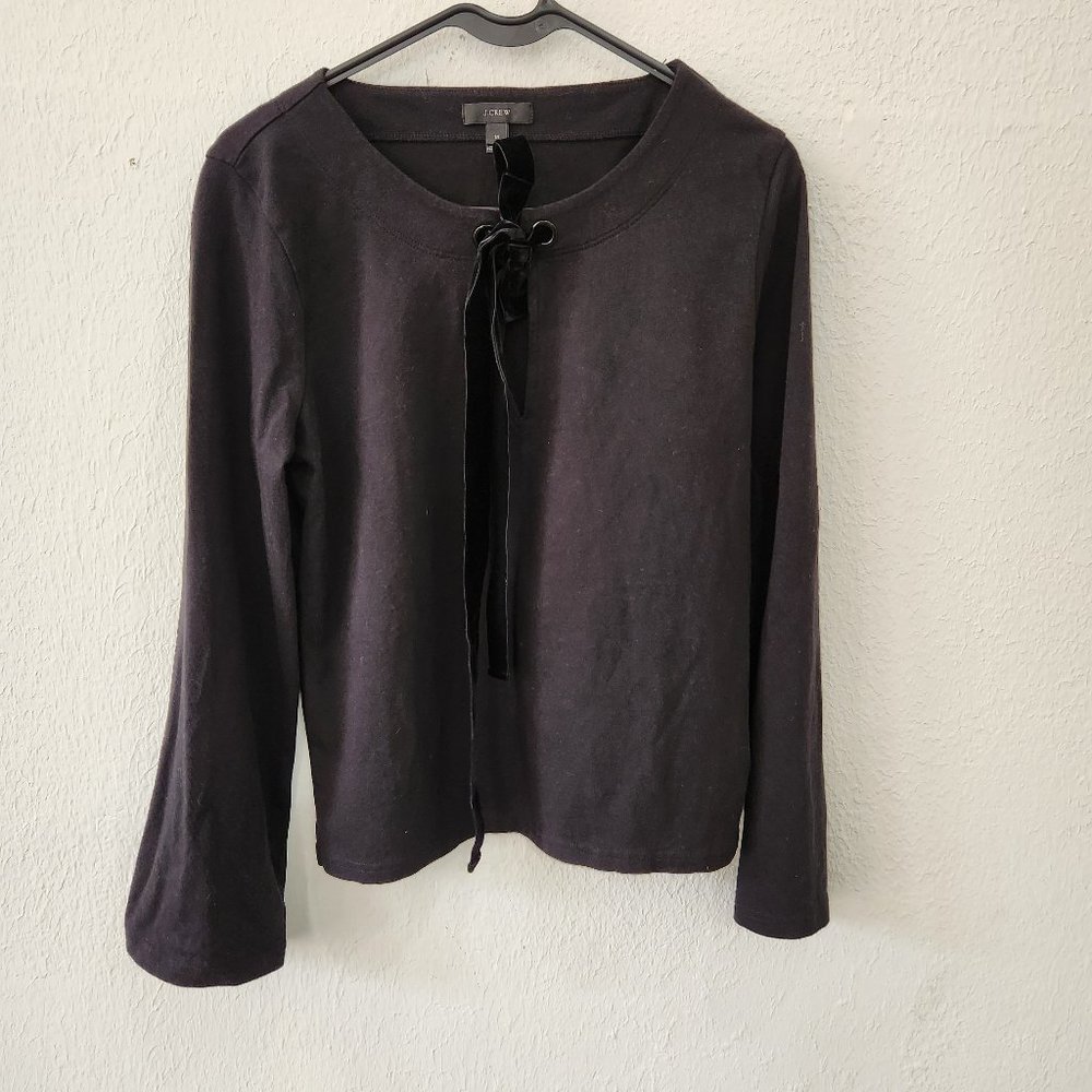 J. Crew Women's Long Sleeve Pullover Blouse with Velvet Tie at Neck